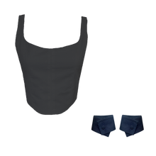 Load image into Gallery viewer, Upcycled Corset Top w/ Cuff Bracelets - Black