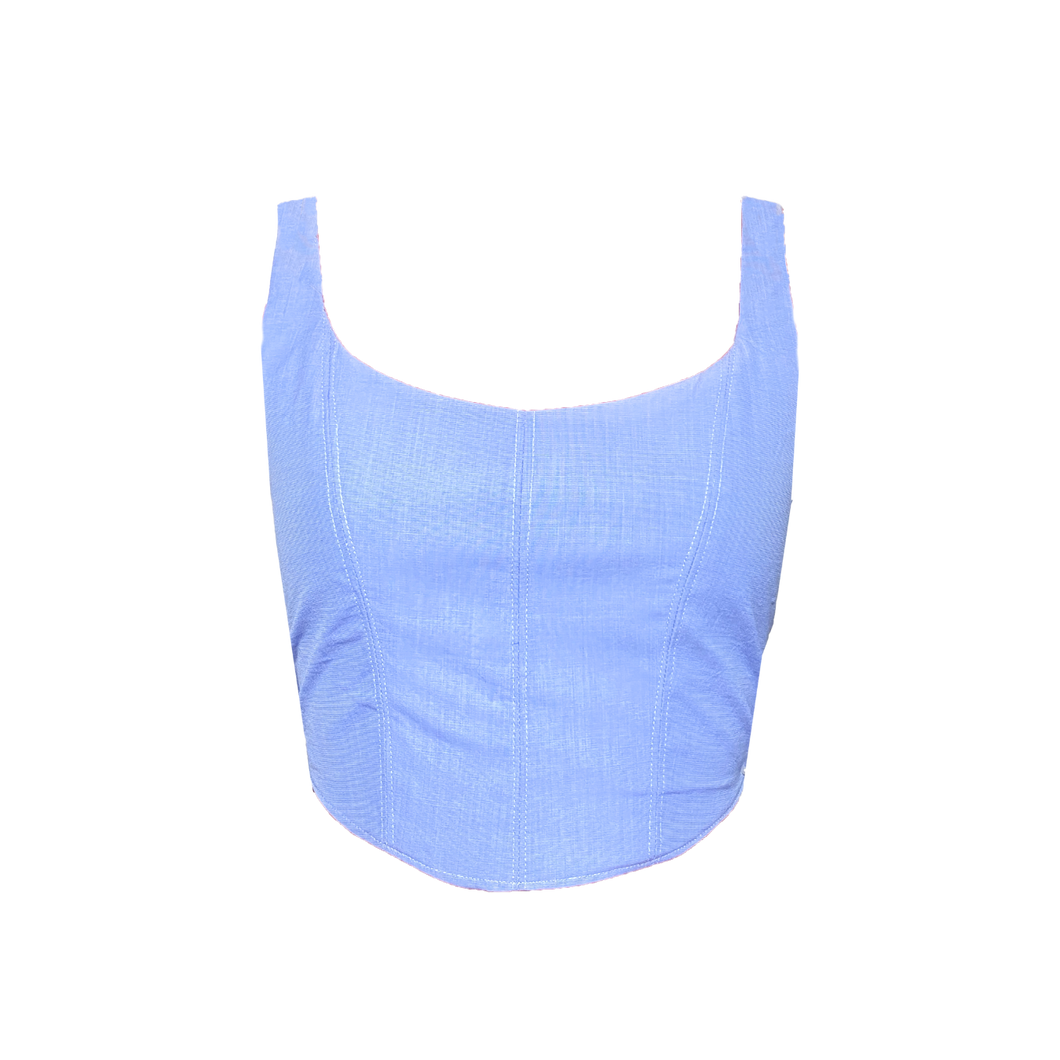 Upcycled Corset Top - Classic Blue