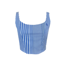 Load image into Gallery viewer, Upcycled Corset Top - Classic Blue Patterned
